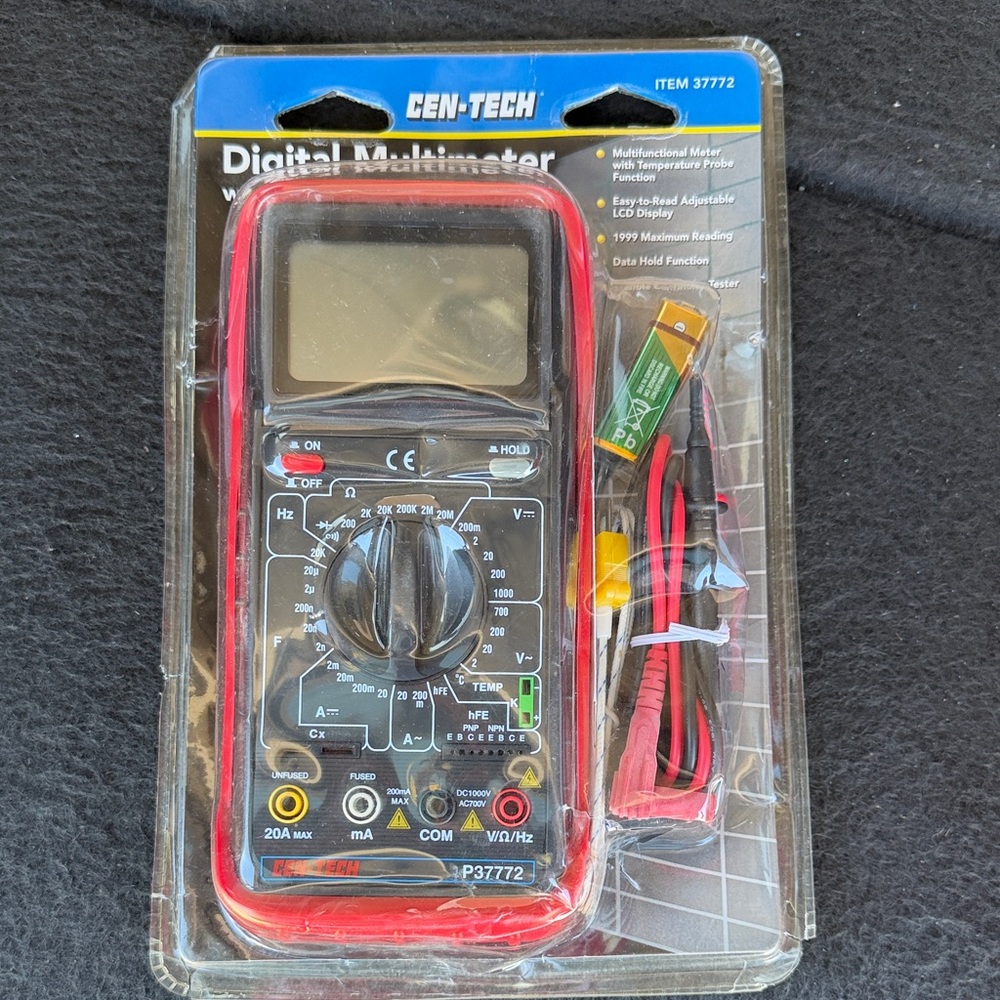 Cen-Tech Digital Multimeter with Red Accents